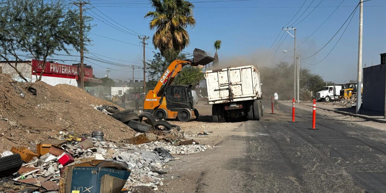 OPERATIVO INTEGRAL DE LIMPIEZA EN AVENIDA MOSAICOS EN FRACC. VALLE DE PUEBLA EN MEXICALI